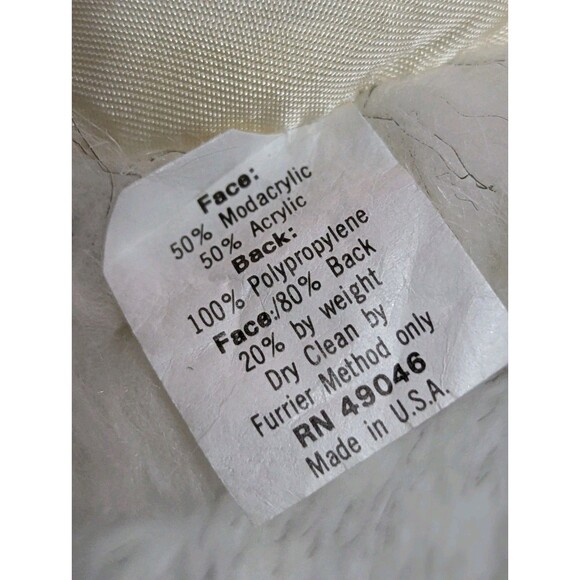 VTG Jordache Faux Fur Jacket Womens Large Cream Gray Pockets Lined Made in USA - Picture 13 of 13